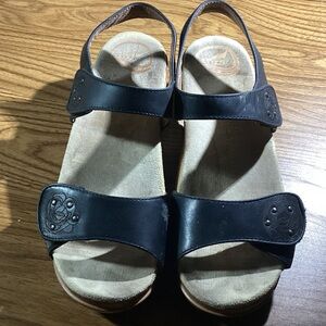 Dansko Black Leather Women's Sandals